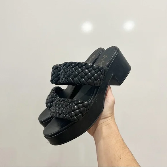 Anthropologie Seychelles Black Braided Platform Heeled Sandals - Picture 4 of 15
